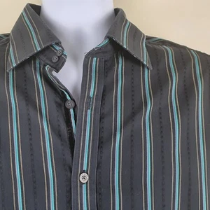 JASPER CONRAN Smart Striped Dress Shirt, Size Large, Double Cuff, 100% Cotton - Picture 1 of 12