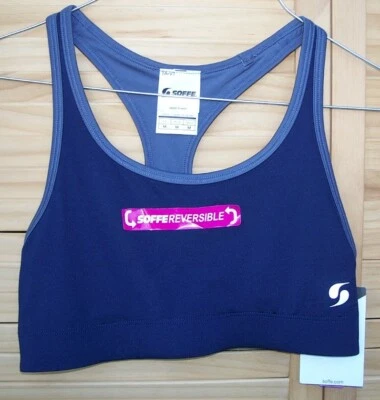 SOFFE nwt Reversible Sports Bra~Yoga Top~Juniors size M~medium~NEW~navy gray - Image 1 of 2