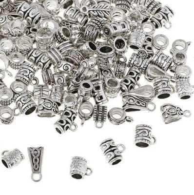QWYRKY CRAFTS Tibetan Silver Pendant Bails Connectors Large Holes Random Mixed Packs 20pcs