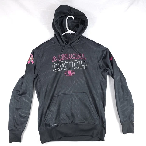Nike Hoodie Mens Medium Black  Therma Fit  49ers Crucial Catch Breast Cancer Cover