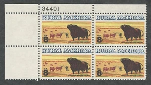 US. 1504. 8c. Angus & Longhorn Cattle, Rural America. Plat Block of 4. MNH. 1973 - Picture 1 of 2