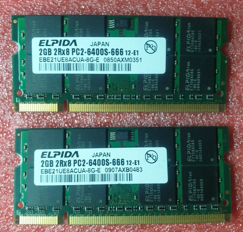 4GB  Variuos Brands Samsung micron DDR2 PC2-6400s 800MHz Laptop Memory 2x2GB - Image 1 of 1