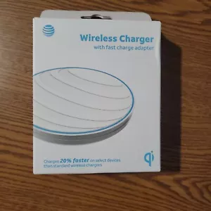 AT&T Qi Wireless Charging pad With QC3.0 Fast Charge Adapter 10W - White - Picture 1 of 5