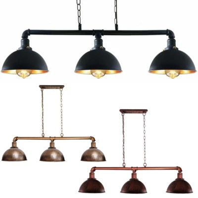 Vintage 3 Way Pendant Ceiling Light Steampunk Hanging Over dinning Table Lamp UK - Image 1 of 4