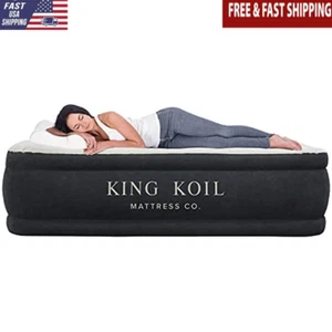Plush Queen Air Mattress W/ Built-in Pump Waterproof Portable Inflatable Bed New - Picture 1 of 6