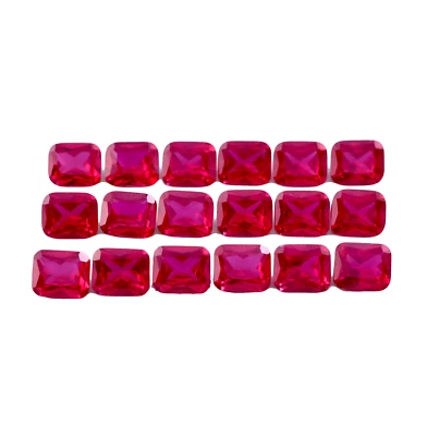 50 Pcs Natural Mozambique Blood Red Ruby Emerald Cut Loose Gemstone Certified - Image 1 of 4