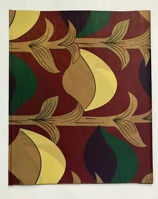 African Headtie, Gele Fabric - Brown, Green, Purple, Yellow, Gold ‘Eve’, ~2 yd - Image 1 of 2