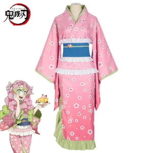 Cosplay Demon Slayer Kanroji Mitsuri Costume Kimono Halloween Carnival Suits New - Picture 1 of 12