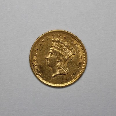 Dólar de oro tipo III cabeza de princesa india de $1 de 1856 inclinado 5 Foto 1 de 3