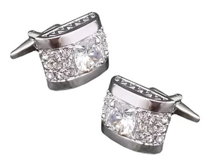 Kristallklare Swarovski Edelsteine besetzt Herren Geschenk Manschettenknöpfe von CUFFLINKS DIRECT - Bild 1 von 9