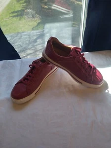 Clarks Unstructured Womens Red Leather Sneakers Lace-up Size 5 1/2 - Picture 1 of 7