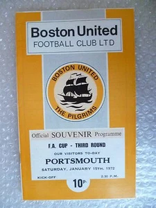 1972 BOSTON UNITED v PORTSMOUTH, 15th Jan (FA Cup 3rd RD) - Picture 1 of 2