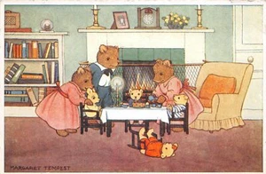 G26/ Animal Postcard Dressed Dressed Bears  c40s Margaret Tempest 21 - Picture 1 of 4