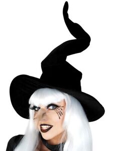 Witch Hat Black Tall Wired Velvet Witch Halloween Costume Fancy Dress Wizard