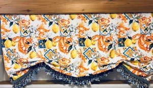 Custom Made Italian Amalfi Coast Inspired Lemon Valance With Tassel Fringe - Picture 1 of 5