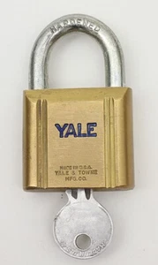 Vintage YALE Hardened Brass Lock with Key - Picture 1 of 4