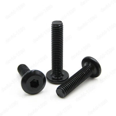QUARKMRO M6 M8 Black Steel Furniture Connector Bolts Hex Socket Flat Head Allen Screws