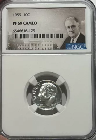 1959 NGC PF69 CAMEO 90% PROOF SILVER ROOSEVELT DIME GREAT EYE APPEAL PORTRAIT LB Cover
