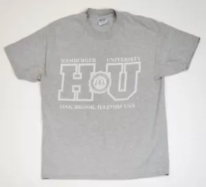T-shirt McDonald’s Hamburger University vintage anni 90 taglia grande grigia - Foto 1 di 14