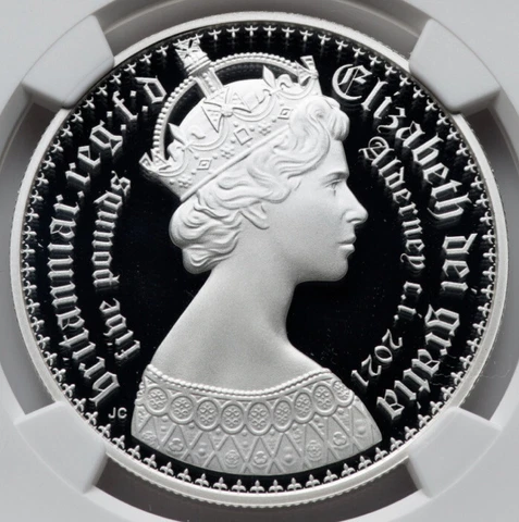 NGC PF70 Matte 2021 Alderney Gothic Crown Victoria Coin, 1 Oz UK Britain England Cover