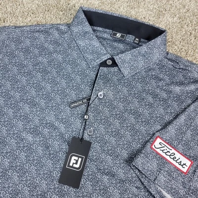NWT FootJoy Titleist Athletic Fit Mens 2XL Black White Performance Stretch Polo - Image 1 of 4