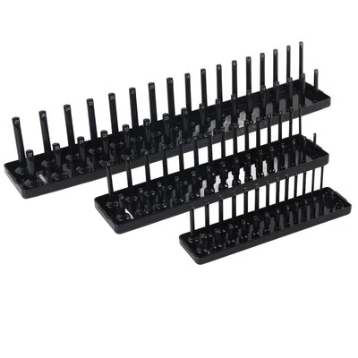 ▷3PCS 1/4in 3/8in 1/2in Socket Holder Organizer Black Storage Set For Toolboxes - Image 1 of 4