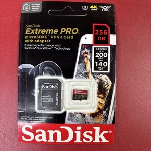 SanDisk 256GB Micro SD SDXC TF Class 10 256GB Extreme PRO 200MB/s UHD 4K *NEU* - Bild 1 von 4