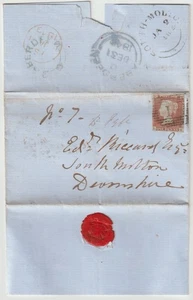 1849 =1= NUMERAL & UDC OLD ABERDEEN SUB PO LOCAL NAMESTAMP WRAPPER TO Sth MOLTON - Picture 1 of 1