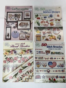 Lot of 4 Vintage American School of Needlework Cross Stitch Cats Floral Kitchen - Picture 1 of 13