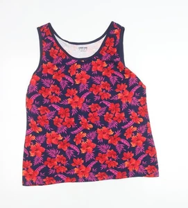 Lands' End Women’s Multicoloured Floral Tank Top XL Cotton Scoop Neck - Picture 1 of 12