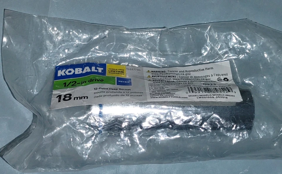 KOBALT  337730,  18mm  1/2 In Drive  12 point  DeepMetric Socket New - Image 1 of 1