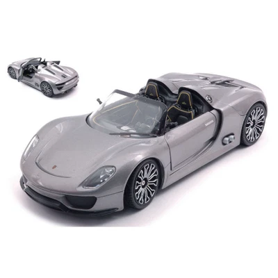 PORSCHE 918 SPYDER HYBRID 2013 SILVER 1:24 Welly Auto Stradali Modellino Nuovo - Immagine 1 di 3