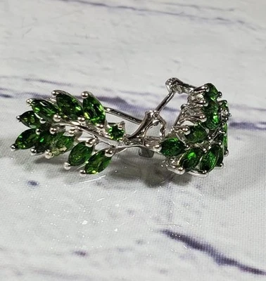 PLATINUM over STERLING SILVER  *NATURAL" Chrome Diopside 5.00ct Pierced Earrings Foto 1 de 2