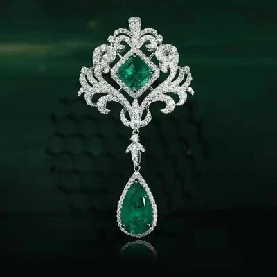 Joyería de Lujo Hecha a Mano Cuadrada Gemas de Ágata Verde Mujeres Collar Colgantes de Plata Foto 1 de 4