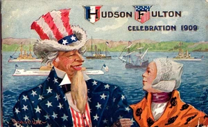 Hudson Fulton Celebration Uncle Sam 1909 patriotische Postkarte a123 - Bild 1 von 1
