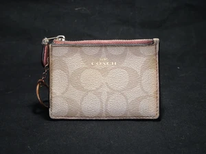 Coach Signature Zwickel schmal Ausweisetui Schlüsseletui Geldbörse khaki blush F63923 - Bild 1 von 15