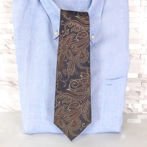 G&M Neck Tie Mens Brown Blue Paisley Classic Western Ancient Madder Sword Logo - Picture 1 of 6