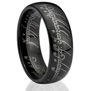 Lord of the Elvish Rings Silver Tungsten Promise One Ring Mens Comfort Fit Band - Picture 1 of 14