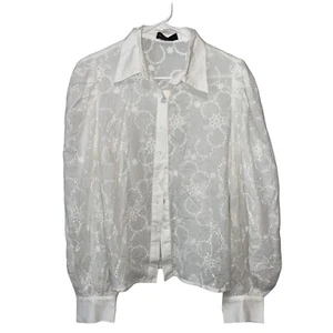 Blusa Manga Larga Encaje Bordado Blanco Motf Estilo Vintage L Nueva con Etiquetas - Imagen 1 de 8