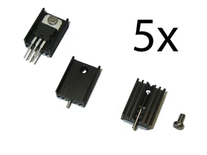 5 x Kühlkörper 21x15x11mm für TO-220 Transistor Mosfet Strom M3 Schraube - Bild 1 von 3