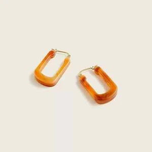 NEW J. Crew Womens Italy Acetate Hoop Earrings Plated Brass Tortoise Brown NWT - Picture 1 of 3