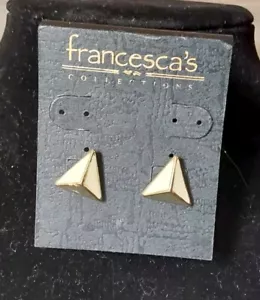 Orecchini a perno Francesca triangoli oro bianco 1/2'' stile anni 80/90 traforati - Foto 1 di 4