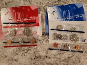 Juego de 18 monedas P & D 1999 Estados Unidos Casa de la Moneda Juego de monedas sin circular OGP y certificado de autenticidad - Imagen 1 de 3
