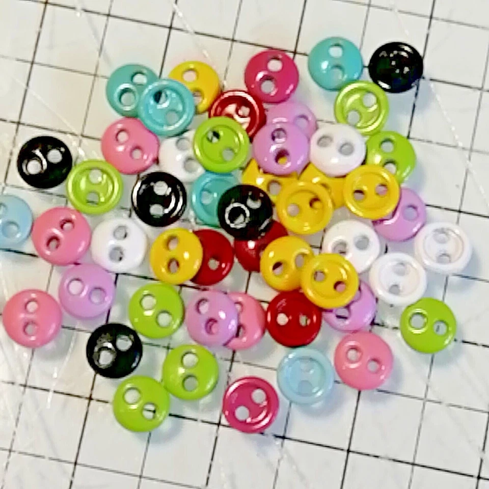 50pcs 2 Holes 4mm Mini Buttons For Doll Clothes Round Candy Cardmaking Scrapbook - Image 1 of 4