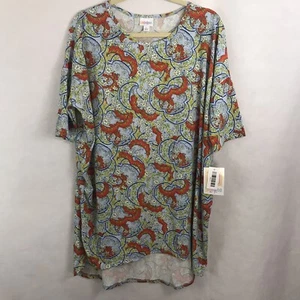 LuLaRoe Irma Azul Claro con Cachemira Naranja y Amarillo Talla Grande - Imagen 1 de 5