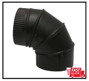 6 Inch 90 Degree Stove Pipe Elbow Adjustable for Wood Burning Stoves Black - Picture 1 of 2