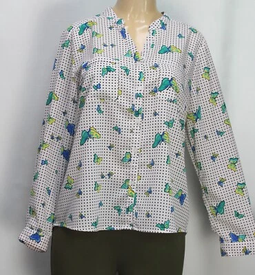 Camisa Coral Bay Abotonada Elastizada Manga Larga Lunares Blanca Talla Pequeña PXL Foto 1 de 4