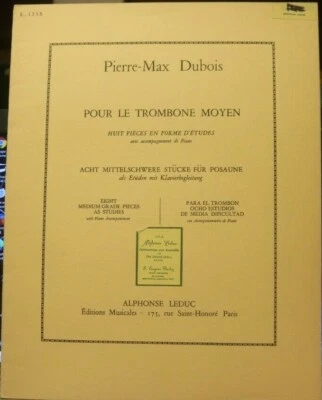 Trombone & Piano Eight Medium Grade Pieces as Studies by Dubois Out of Print - Image 1 of 3