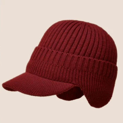 Chapéu de malha masculino feminino inverno quente elástico gorro abas de orelha aba ao ar livre chapéu de esqui - Imagem 1 de 4