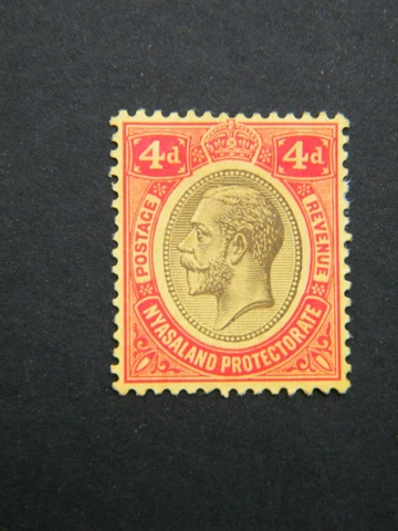 1921 - 1930 Nyasaland KGV 4d Red Black Perf. 14, MM Cover
